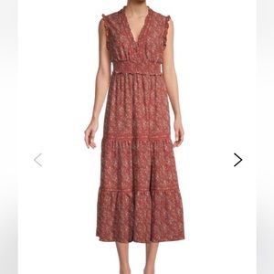 Max Studio floral sleeveless ruffle tiered dress size large. NWT